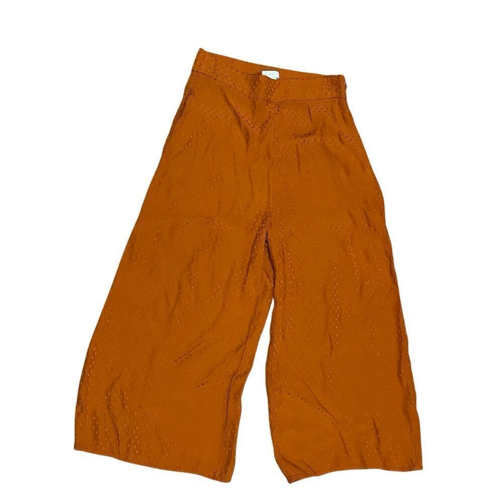 Leith orange S polka dot wide leg cropped pants gauchos